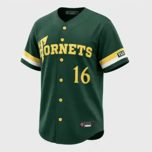 Saarlouis Hornets Baseball Trikot Home Green als grünes Fantrikot mit gelbem HORNETS Schriftzug